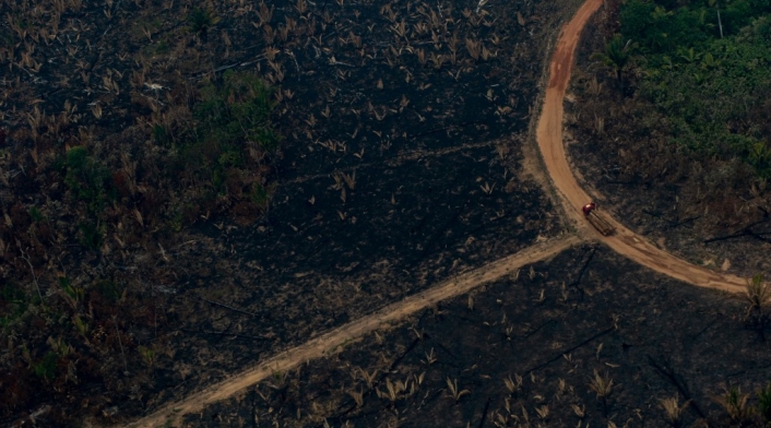 Vista aérea de los incendios en la Amazonía