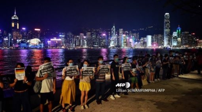 Cadena humana en Hong Kong
