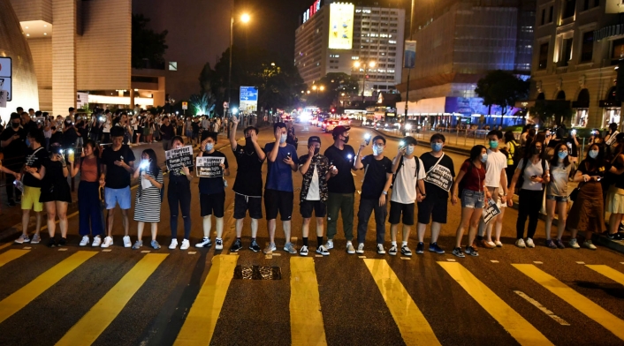 Cadena humana en Hong Kong Cadena humana en Hong Kong