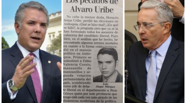 Iván Duque confirma que sí es suya columna sobre Álvaro Uribe. Iván Duque confirma que sí es suya columna sobre Álvaro Uribe.