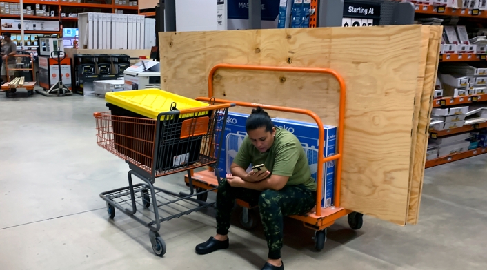 Residentes de Florida realizando compras ante la llegada del huracán Dorian