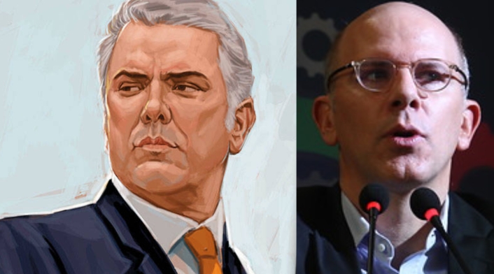 El presidente Iván Duque y Alejandro Santos, director de la revista Semana