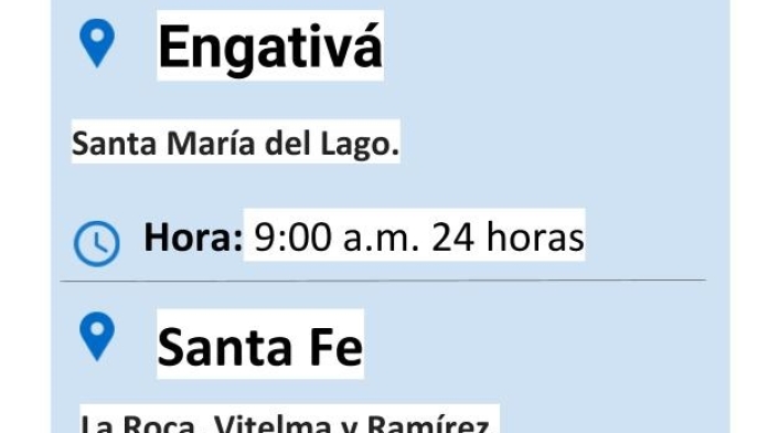 Plantilla cortes de agua jueves 22 de agosto de 2019