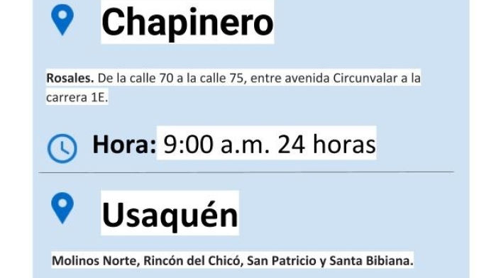Plantilla cortes de agua jueves 29 de agosto de 2019