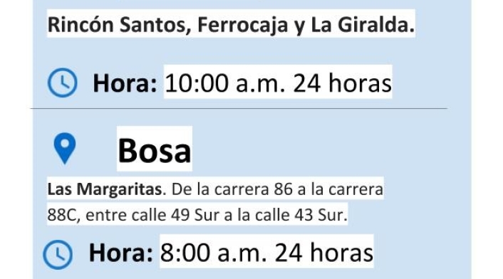 Plantilla cortes de agua martes 13 de agosto de 2019