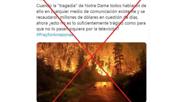 Tuit sobre incendio de la Amazonia con imagen falsa