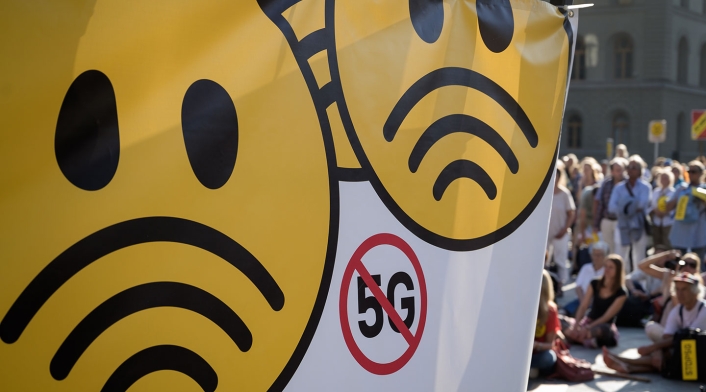Protesta contra tecnología 5G