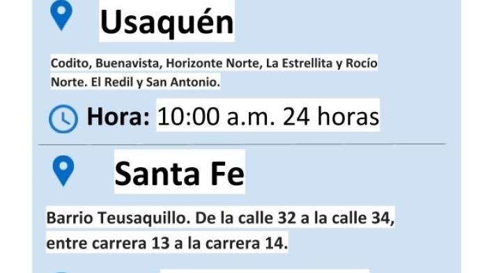 Plantilla cortes de agua martes 3 de septiembre de 2019