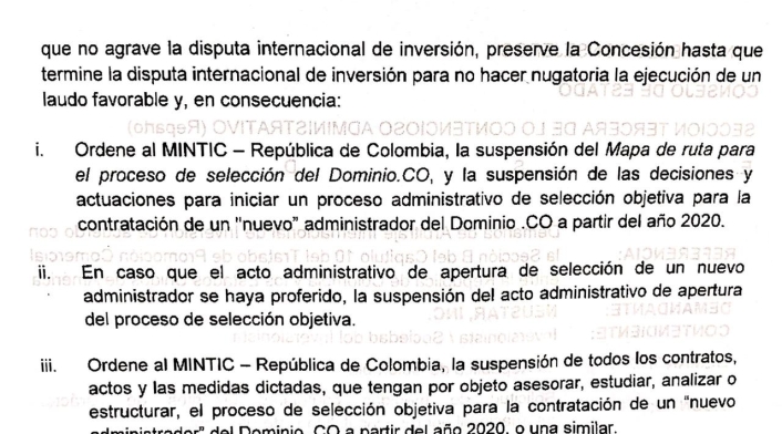 Consejo de Estado solicitud Medidas