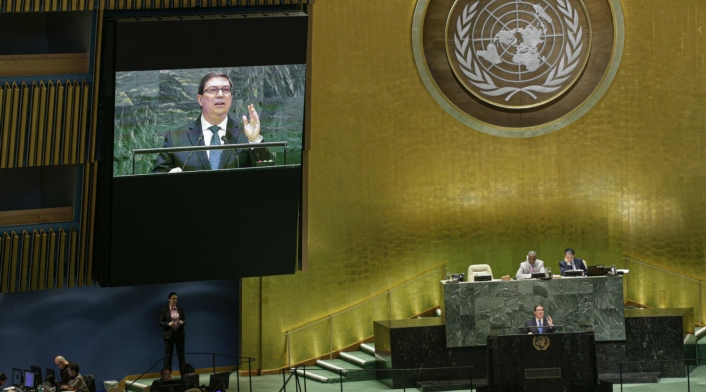 Bruno Rodríguez, canciller cubano, ante la ONU.
