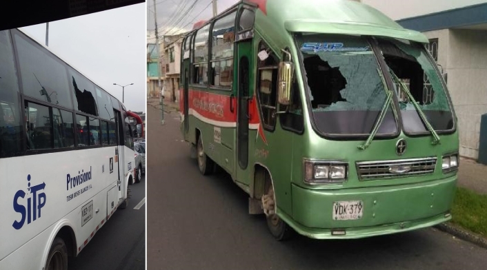 Buses vandalizados durante jornada del transporte informal