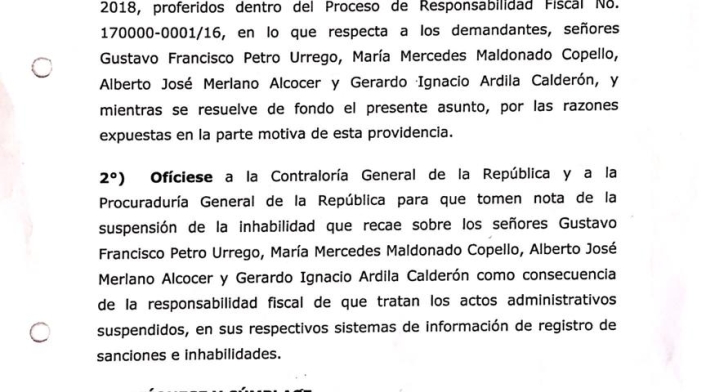 Fallo a favor de Petro Fallo a favor de Petro