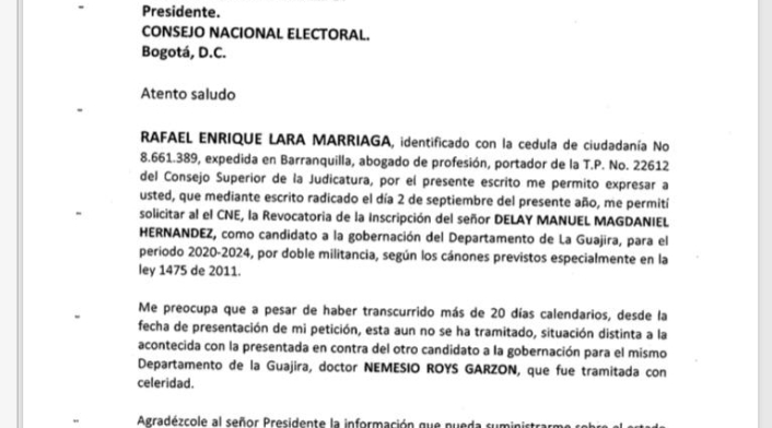 Carta CNE doble militancia