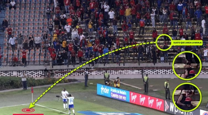 Hincha de Medellín lanzó un arma blanca a la cancha.