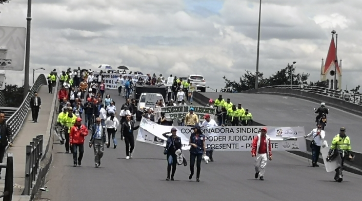 Así protestan los trabajadores del sector judicial en Colombia