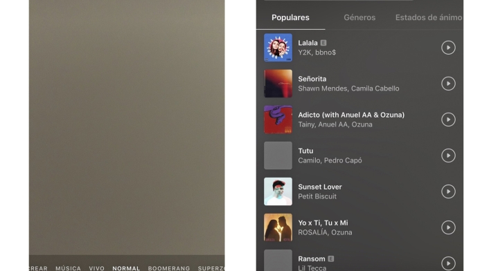 Historias de Instagram con música