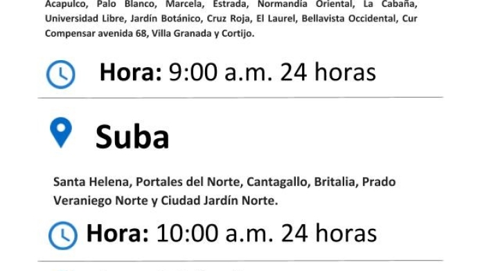 Plantilla cortes de agua jueves 5 de septiembre 2018