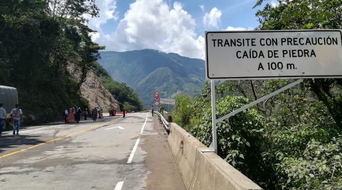 Vía al Llano en el kilómetro 58