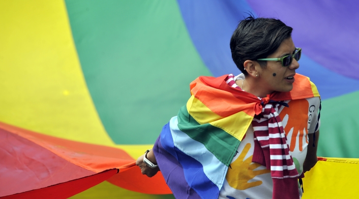 Marcha de la población LGBTI, en Bogotá.
