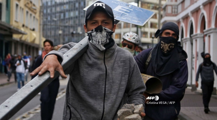 Manifestantes en Ecuador