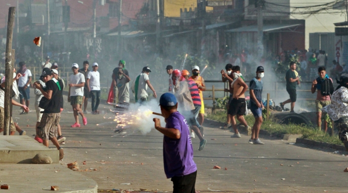 Protestas en Bolivia tras la reelección de Evo Morales. Protestas en Bolivia tras la reelección de Evo Morales.
