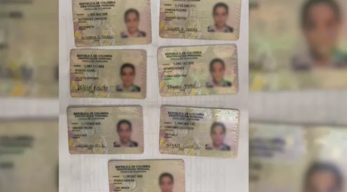 Las cédulas con la misma foto halladas por Migración Colombia