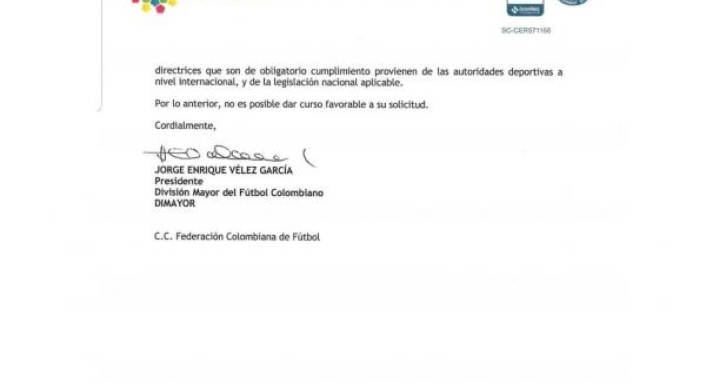 La respuesta de la Dimayor a Acolfutpro