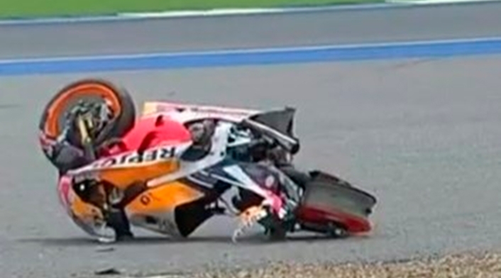 La moto Honda de Marc Márquez luego del accidente en Tailandia