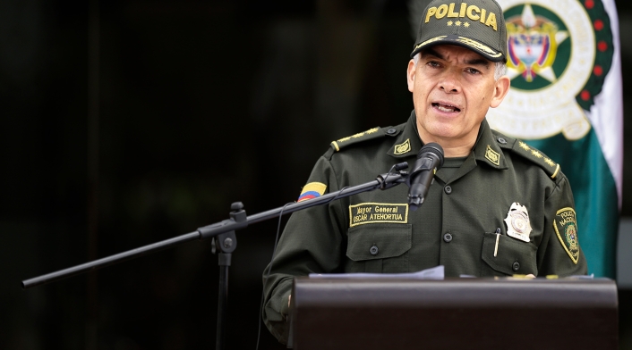 El general Óscar Atehortúa, director de la Policía Nacional
