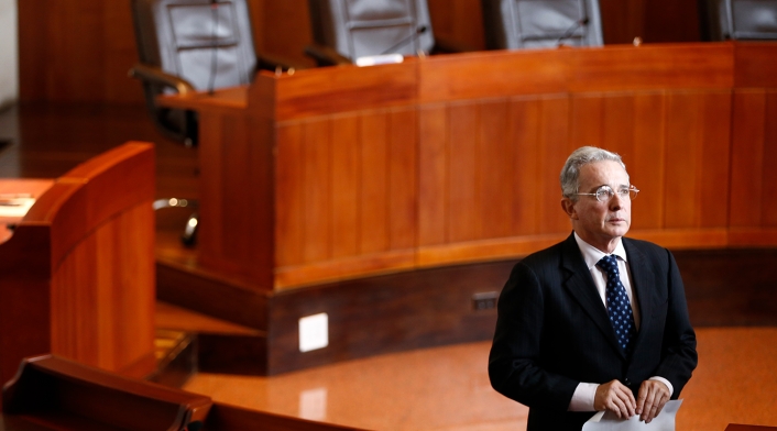 El expresidente Álvaro Uribe, el 29 de julio de 2016 en la Corte