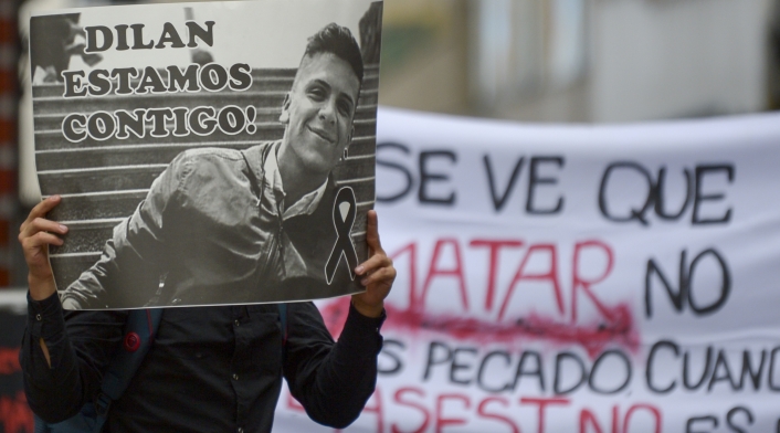 Homenaje al joven Dilan Cruz, muerto en Bogotá
