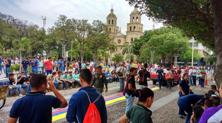 Protesta en el parque Santander de la ciudad de Cúcuta