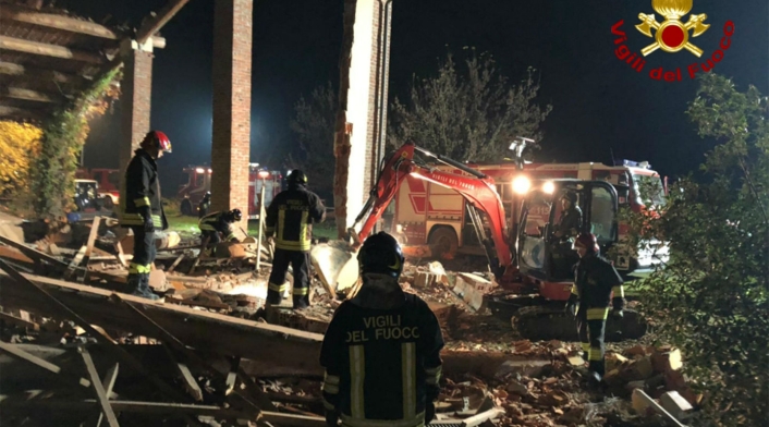 Derrumbe de edificio en Italia