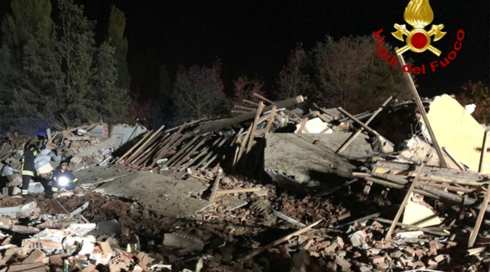 Derrumbe de edificio en Italia