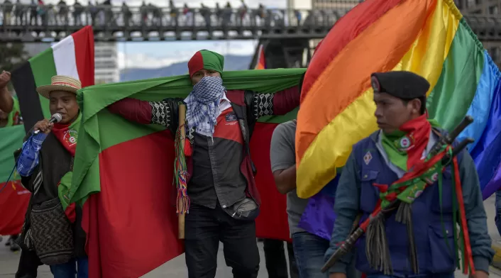 La guardia indígena participó en las marchas del paro nacional, de este 4 de diciembre.