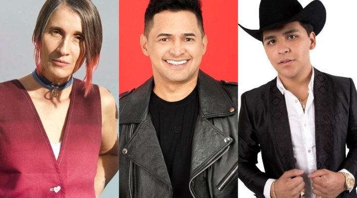 Andrea Echeverri, Jorge Celedón y Christian Nodal Andrea Echeverri, Jorge Celedón y Christian Nodal