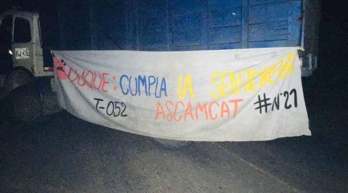 Bloqueo en la vía Cúcuta-Tibú
