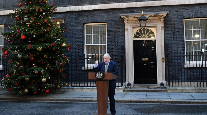 Boris Johnson, primer ministro británico tras proclamar su victoria en las elecciones.