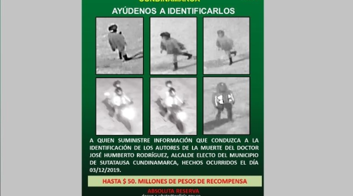 Cartel de presuntos responsables del asesinato de alcalde electo de Sutatausa.