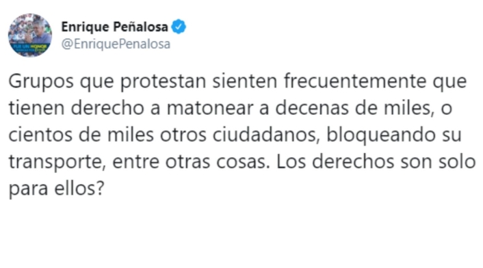 Peñalosa trina contra manifestantes en Plaza de Bolívar Peñalosa trina contra manifestantes en Plaza de Bolívar