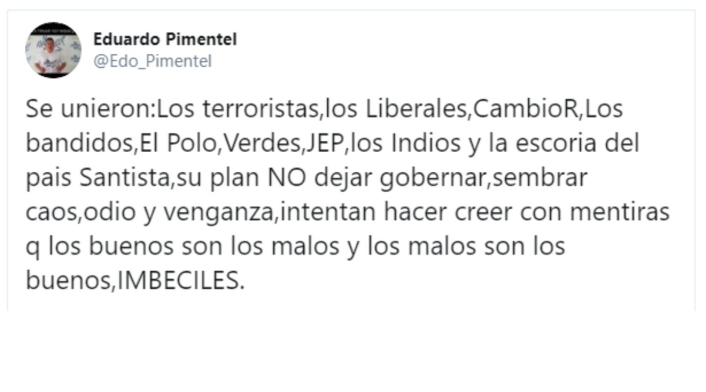 Así fue el mensaje de Pimentel contra los promotores del paro.