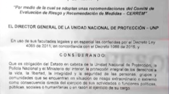 Resolución del esquema de seguridad de Adriana Torres