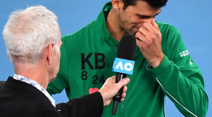 Djokovic llorando por Kobe Bryant