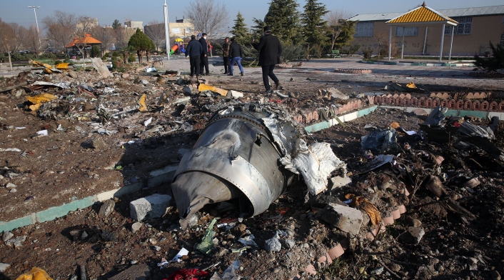 Así quedó el avión derribado en Irán.
