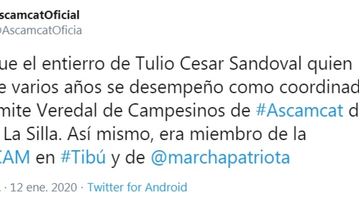 Trino sobre sepelio de líder asesinado