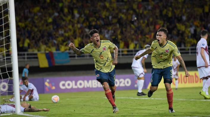 Jorge Carrascal celebra el gol contra Venezuela Jorge Carrascal celebra el gol contra Venezuela