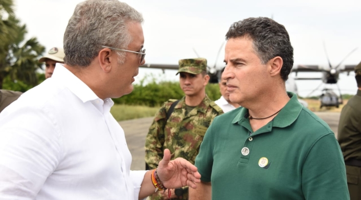 El presidente Iván Duque y el gobernador de Antioquia, Aníbal Gaviria