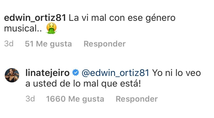 Captura Instagram - Lina Tejeiro