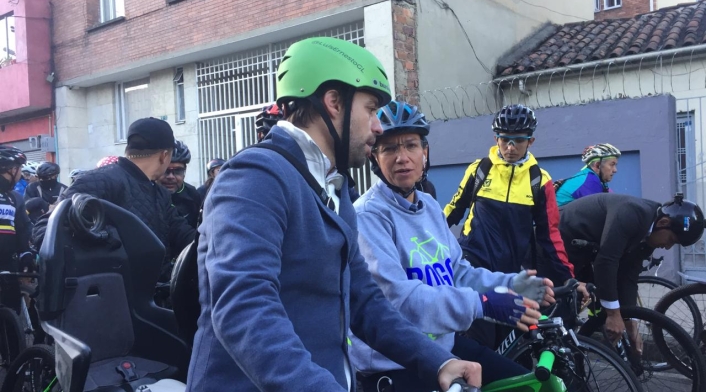 Alcaldesa y secretario de Gobierno en el Día sin carro