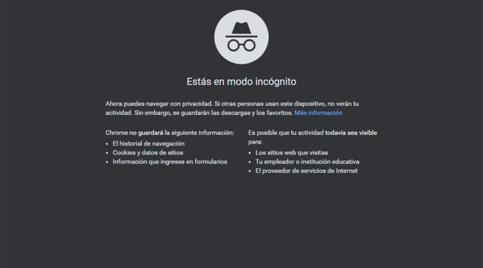 Modo incognito de Google Chrome